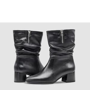 NEW AGA women's nadia tall leather booties in black